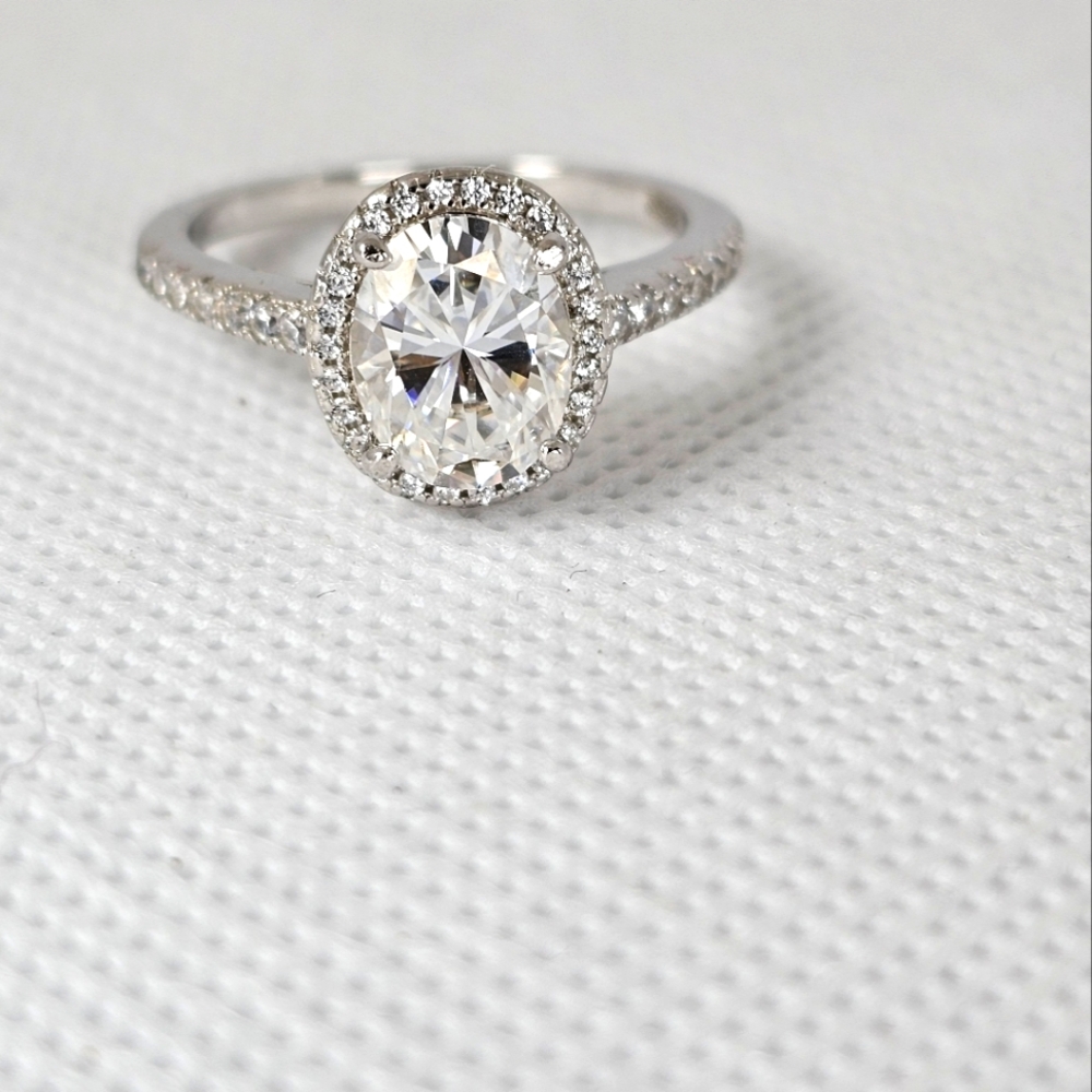 Certified GRA Moissanite Ring 18k White Gold over Sterling Silver Sz 8! … - Picture 4 of 17